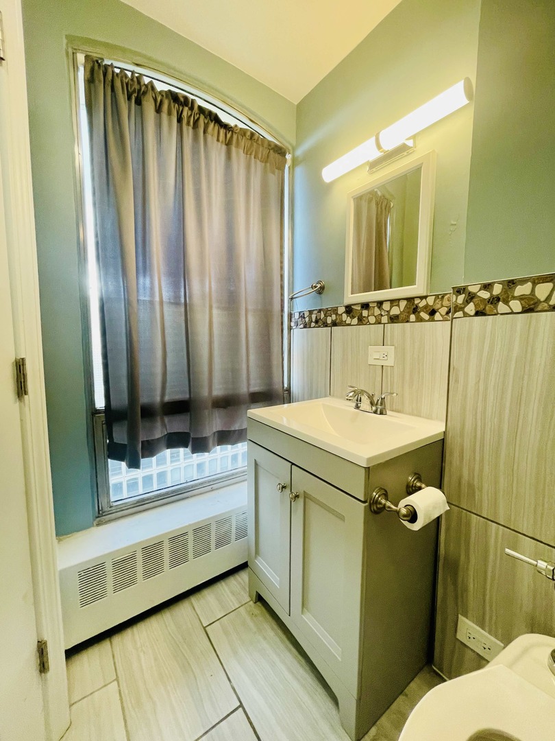 1451 East 55th Street, Unit 1030N Chicago, IL 60615 - Photo 12 of 18 a bathroom with a sink and a mirror
