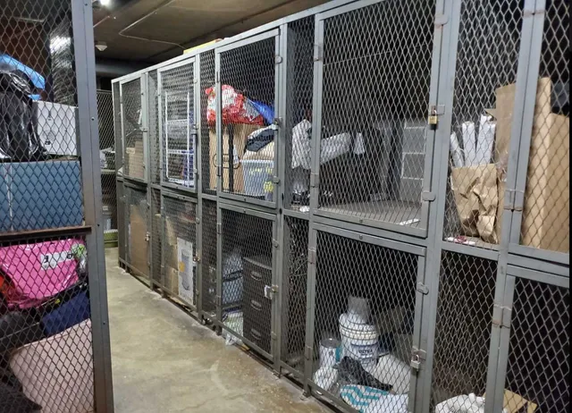 a utility room with glass door