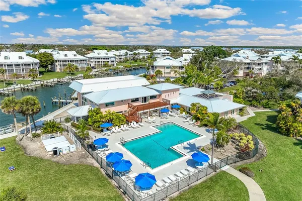 a view of a field with an ocean