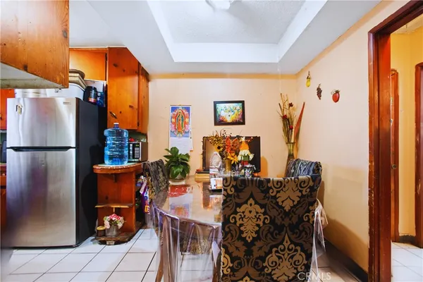 a view of a living room and bathroom