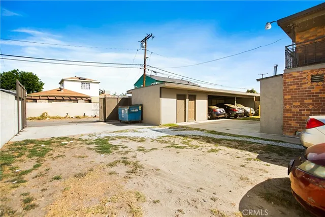 a view of a backyard of a house