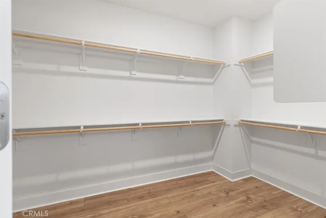 a view of an empty walk in closet