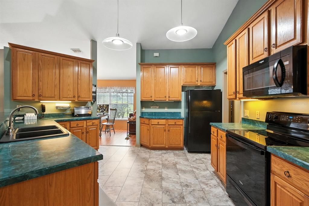 29933 Fullerville Road DeLand, FL 32720 - Photo 14 of 57 a kitchen with stainless steel appliances granite countertop sink stove refrigerator and cabinets