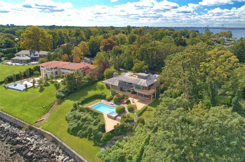 a view of a lake with a houses