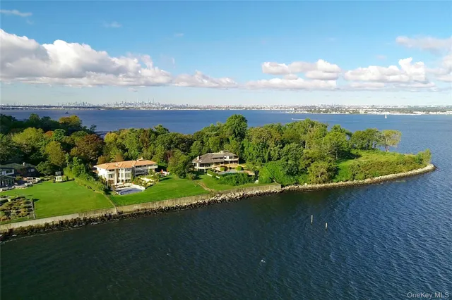 a view of a lake with a big yard