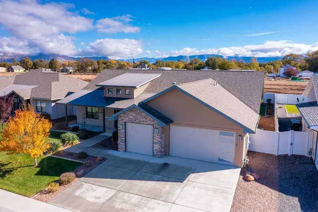 a view of a city with an outdoor space