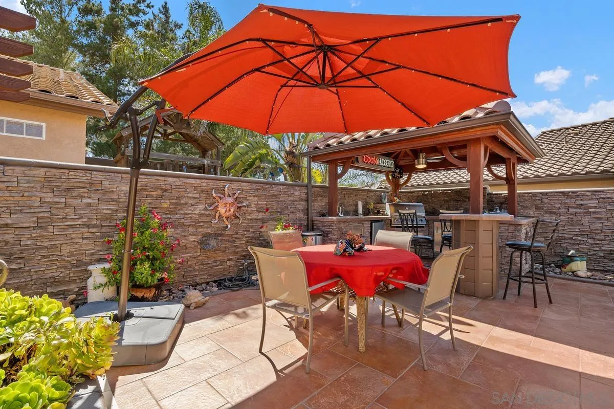 2516 Columbine Road Alpine, CA 91901 - Photo 7 of 33 a patio with tables and chairs and a umbrella