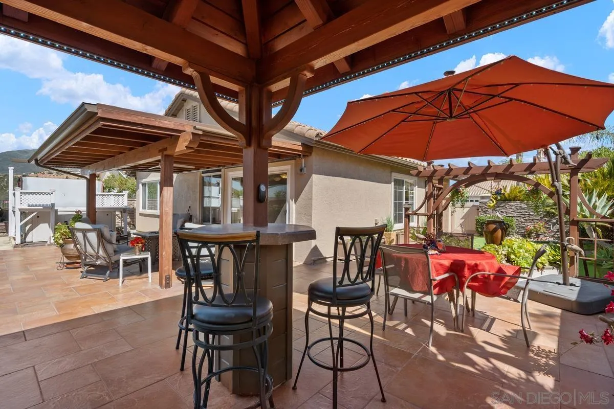 2516 Columbine Road Alpine, CA 91901 - Photo 10 of 33 a patio with a table and chairs under an umbrella