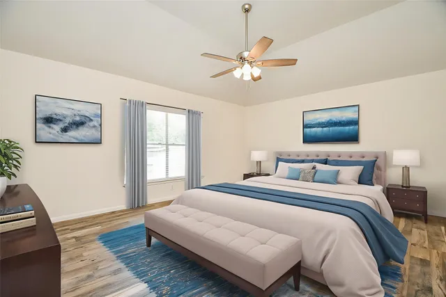 a view of small space with wooden floor