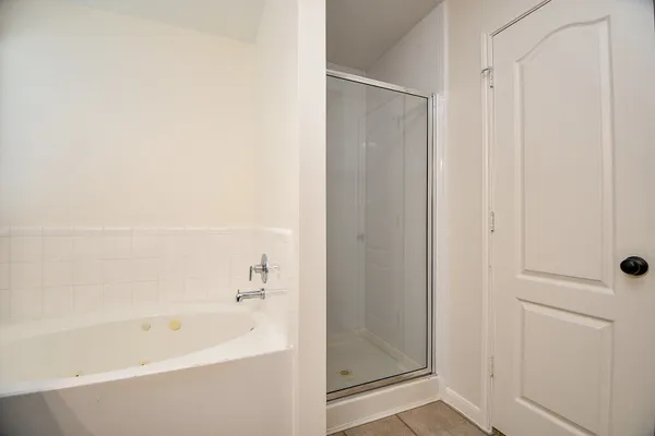 a bathroom with a bathtub