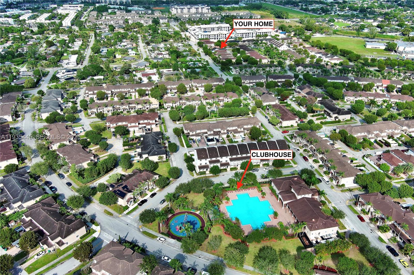 27049 Southwest 142nd Avenue Homestead, FL 33032 - Photo 35 of 36 an aerial view of residential houses with outdoor space