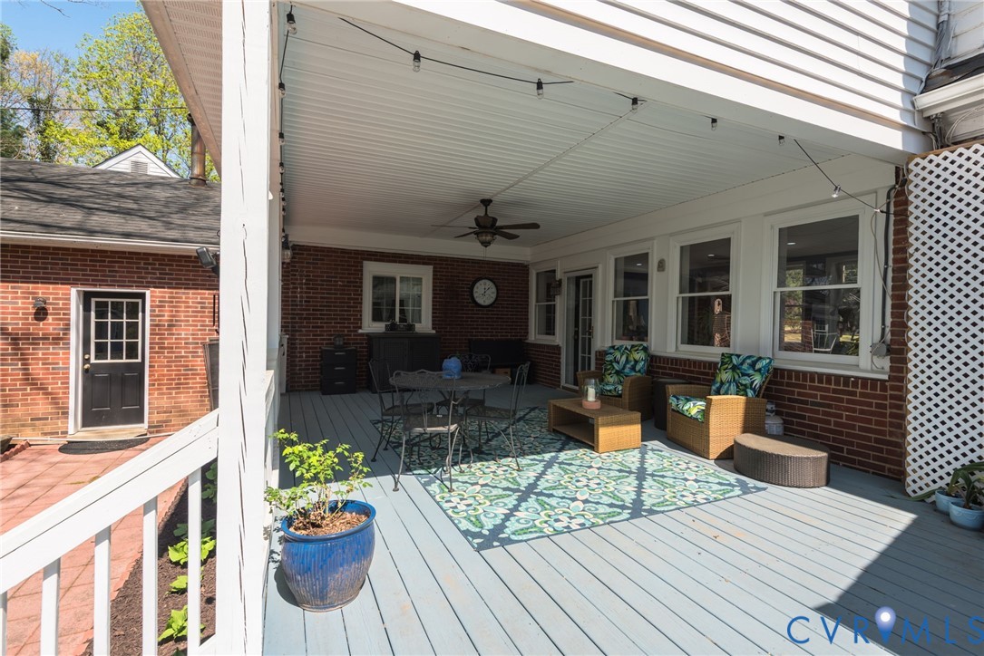1400 Buford Road North Chesterfield, VA 23235 - Photo 45 of 50 Covered Back Porch with Ceiling Fan