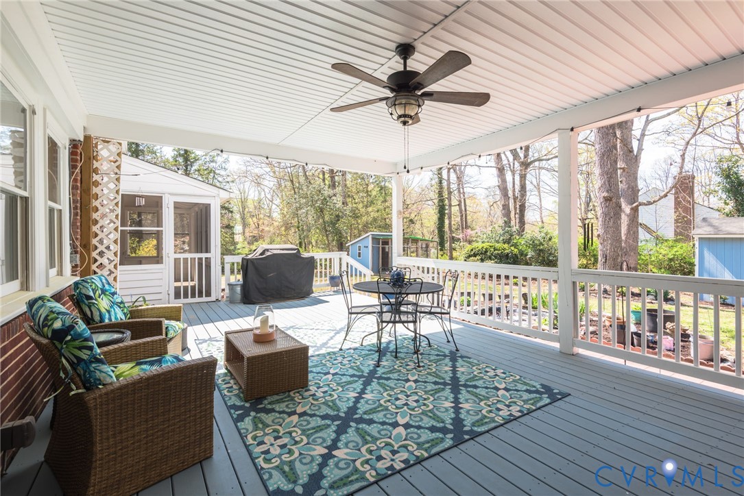 1400 Buford Road North Chesterfield, VA 23235 - Photo 47 of 50 Covered Back Porch with Ceiling Fan