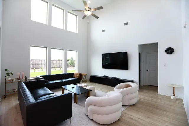 a living room with furniture or couch and a flat screen tv