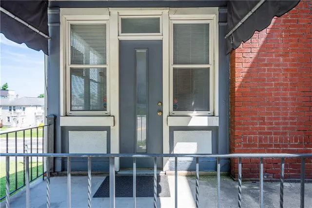 a front view of a house with a window