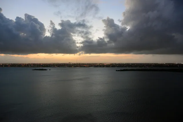 a view of a lake from a yard