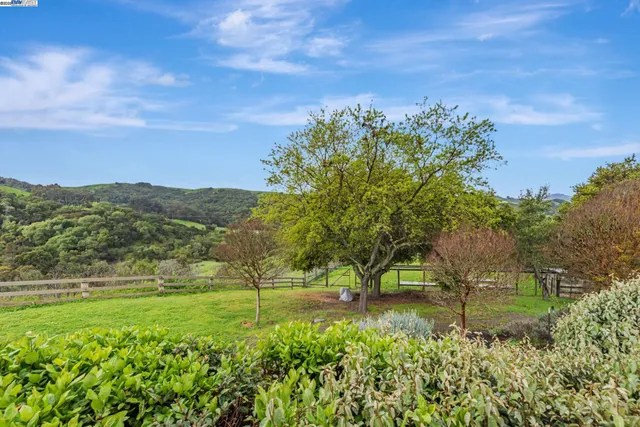a view of lake with green space