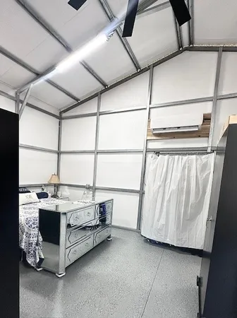 a room with washing machine