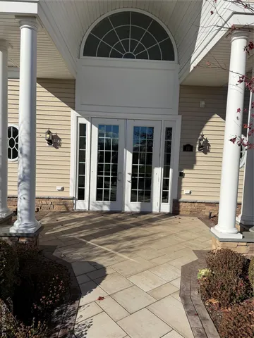 a view of a terrace with a trees