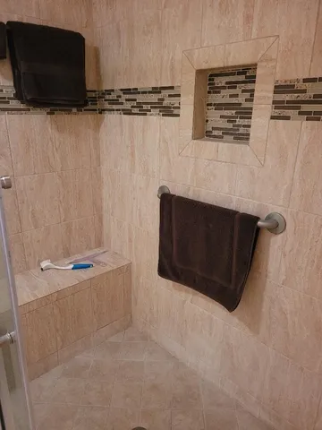 a bathroom with a shower