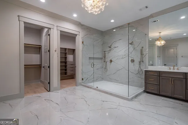 a view of an empty room with empty racks