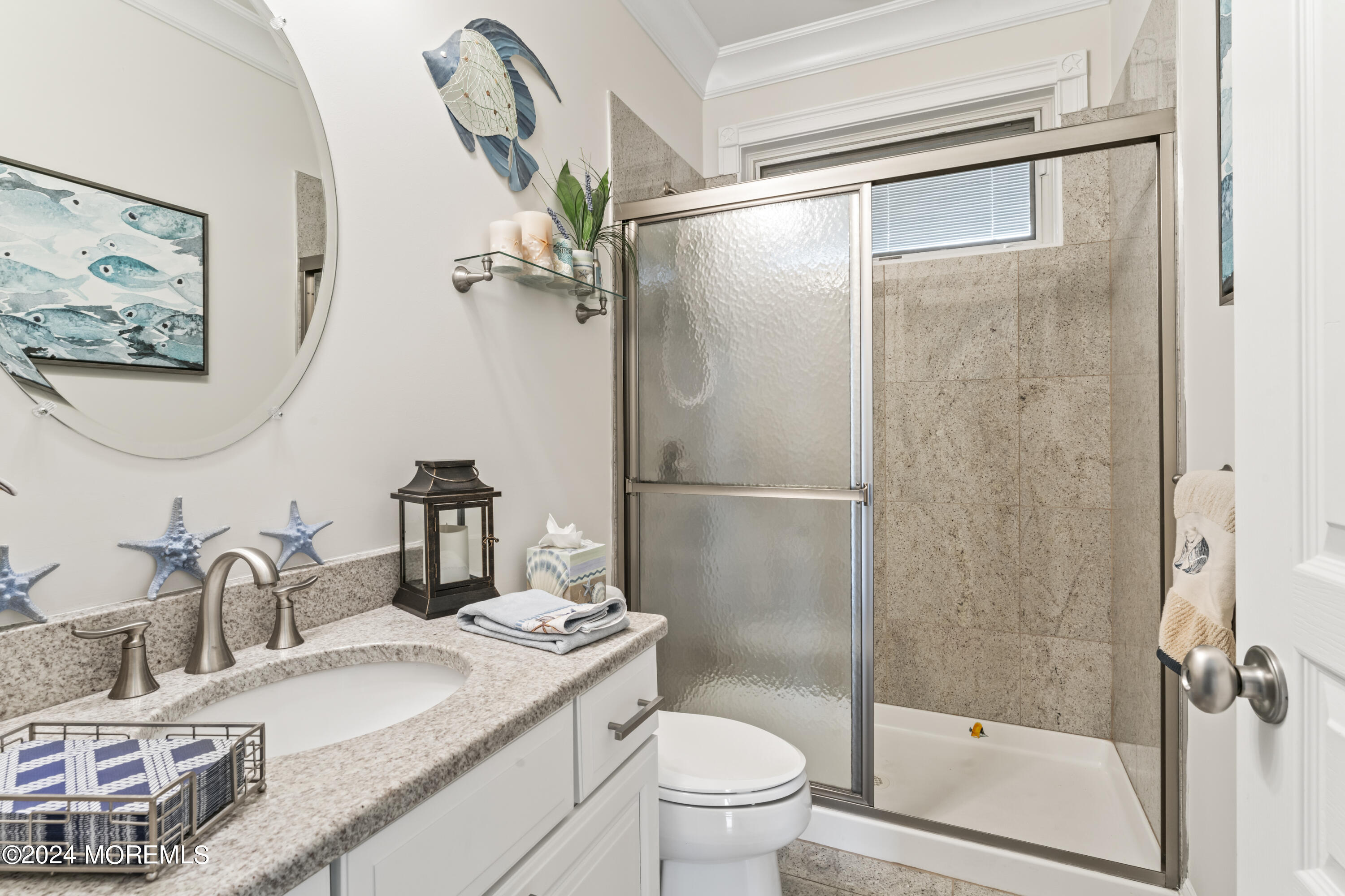 113 Stillwater Road Barnegat, NJ 08005 - Photo 48 of 61 a bathroom with a granite countertop sink toilet and shower