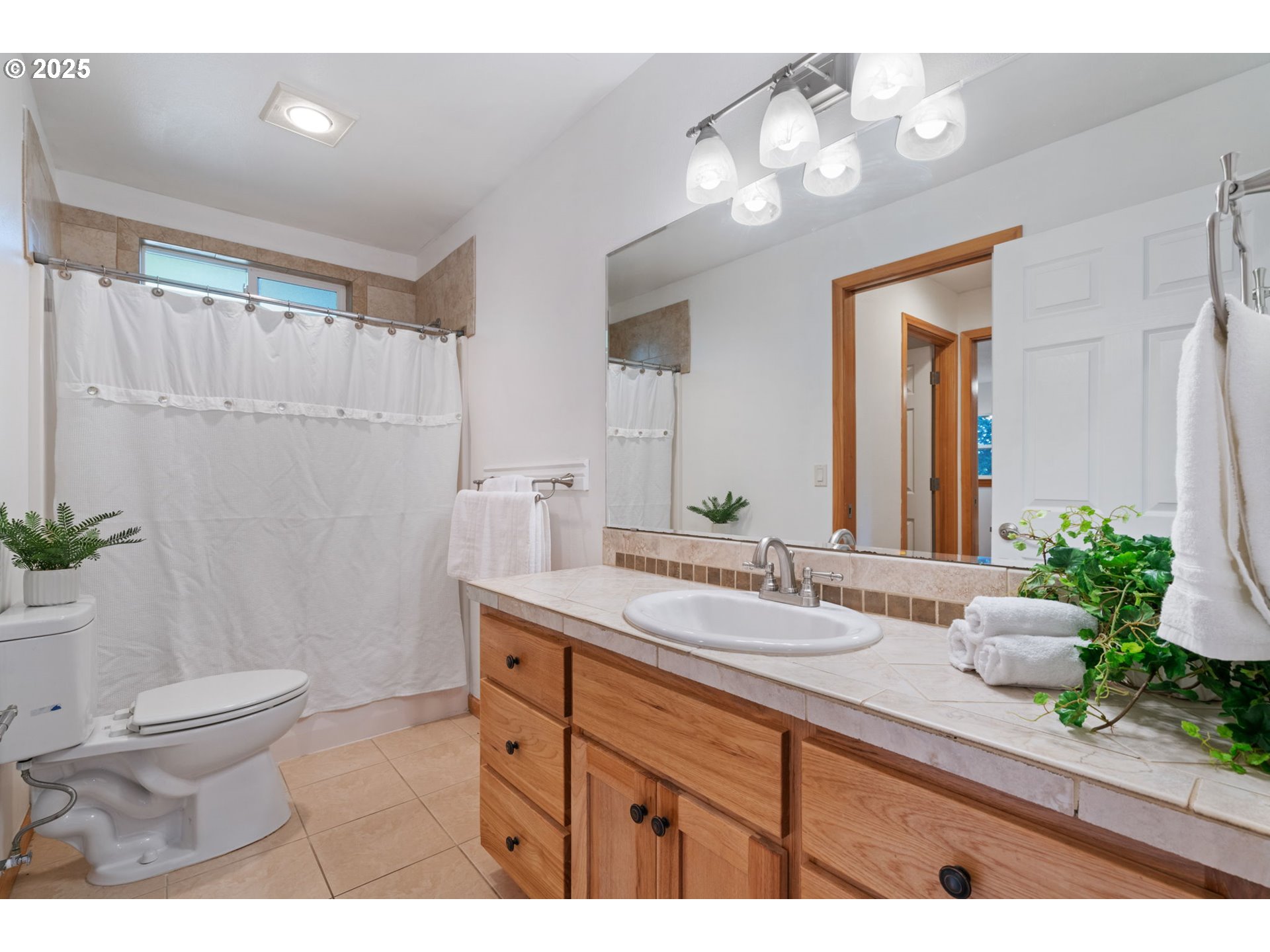 15014 Northeast Caples Road Brush Prairie, WA 98606 - Photo 21 of 39 a bathroom with a sink a toilet and a large mirror