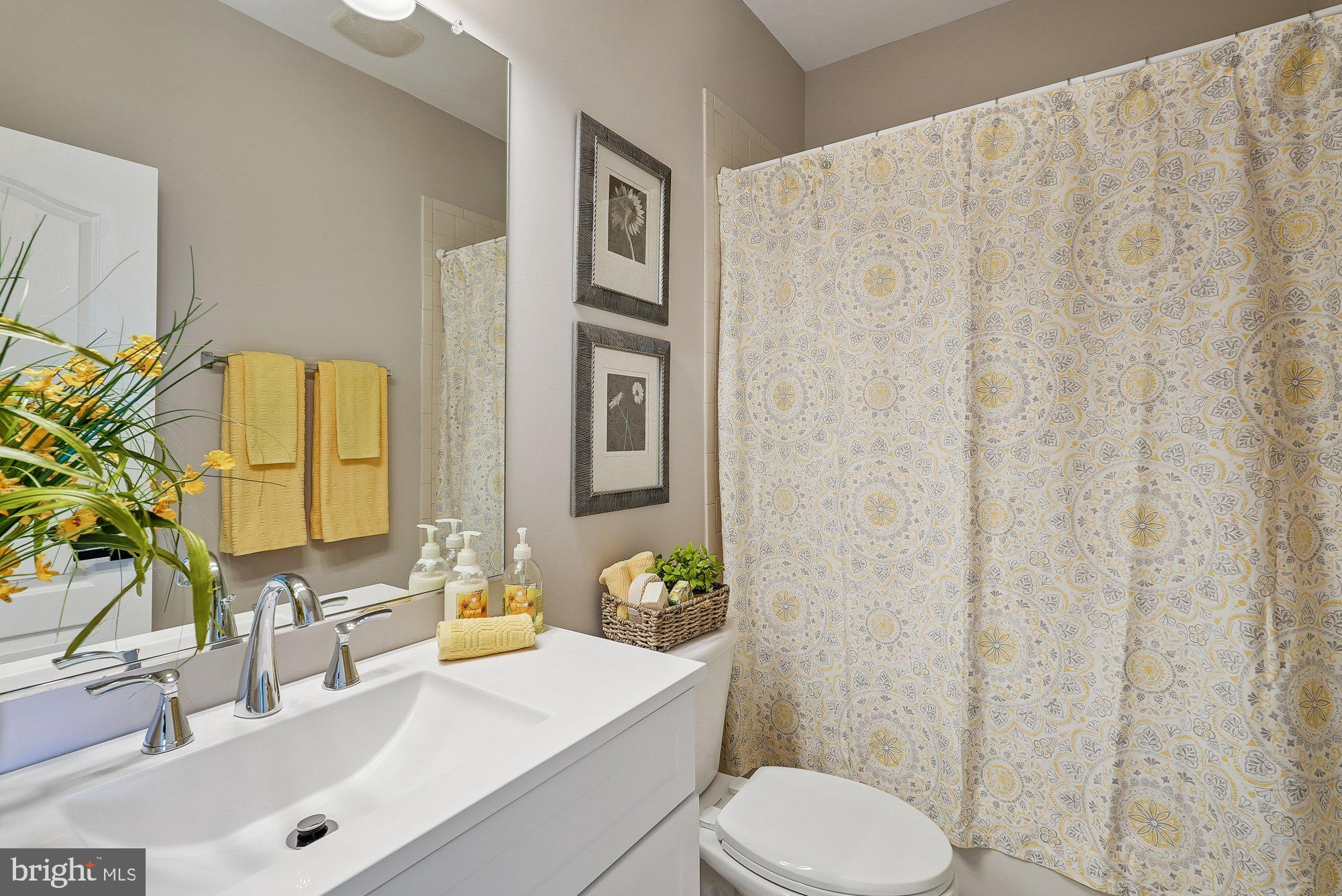 22982 Fox Fire Terrace Brambleton, VA 20148 - Photo 37 of 50 a bathroom with a sink a toilet and shower curtain
