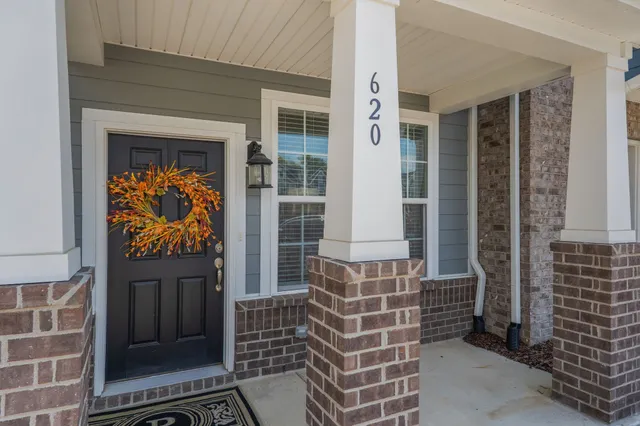 a front view of a house with a window