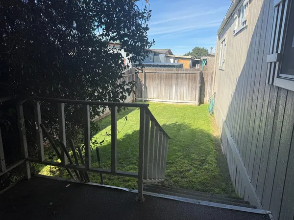 a view of backyard from door