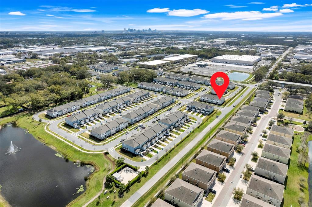 an aerial view of a city