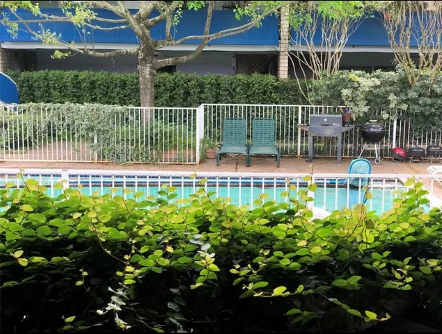 a view of a garden with a flower garden