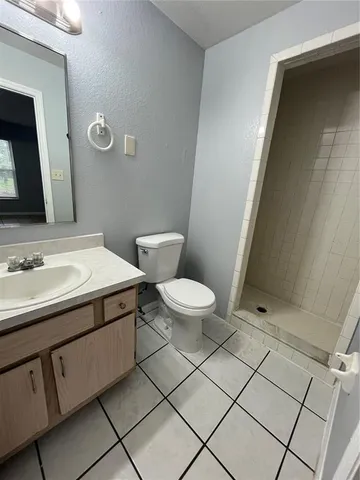a bathroom with a sink a toilet and mirror