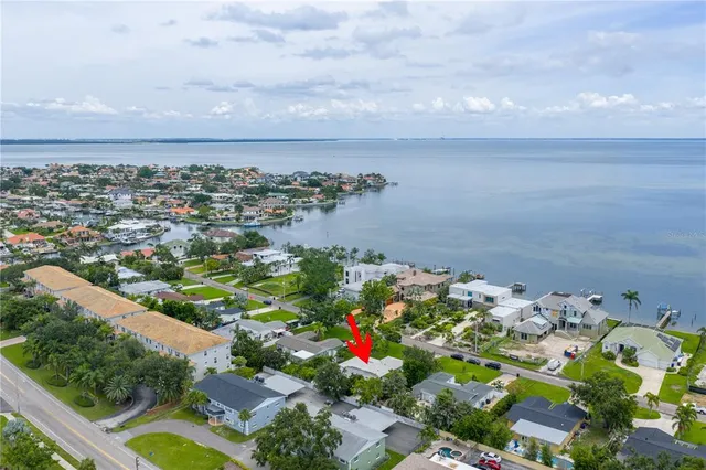 a view of a swimming pool with a patio