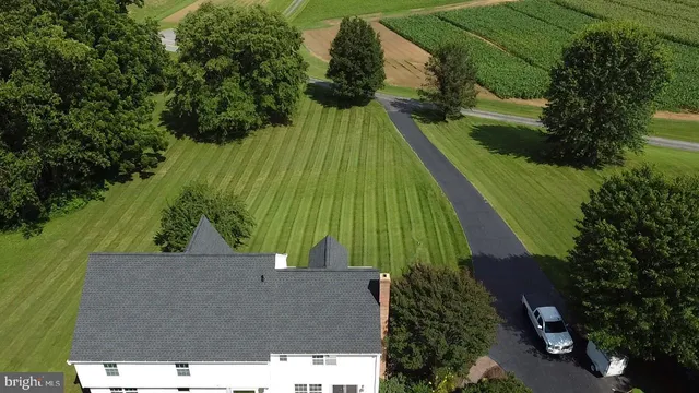 an aerial view of a house