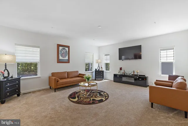 a living room with furniture window and a flat screen tv
