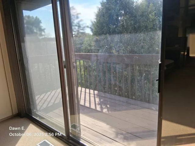 a view of a glass door