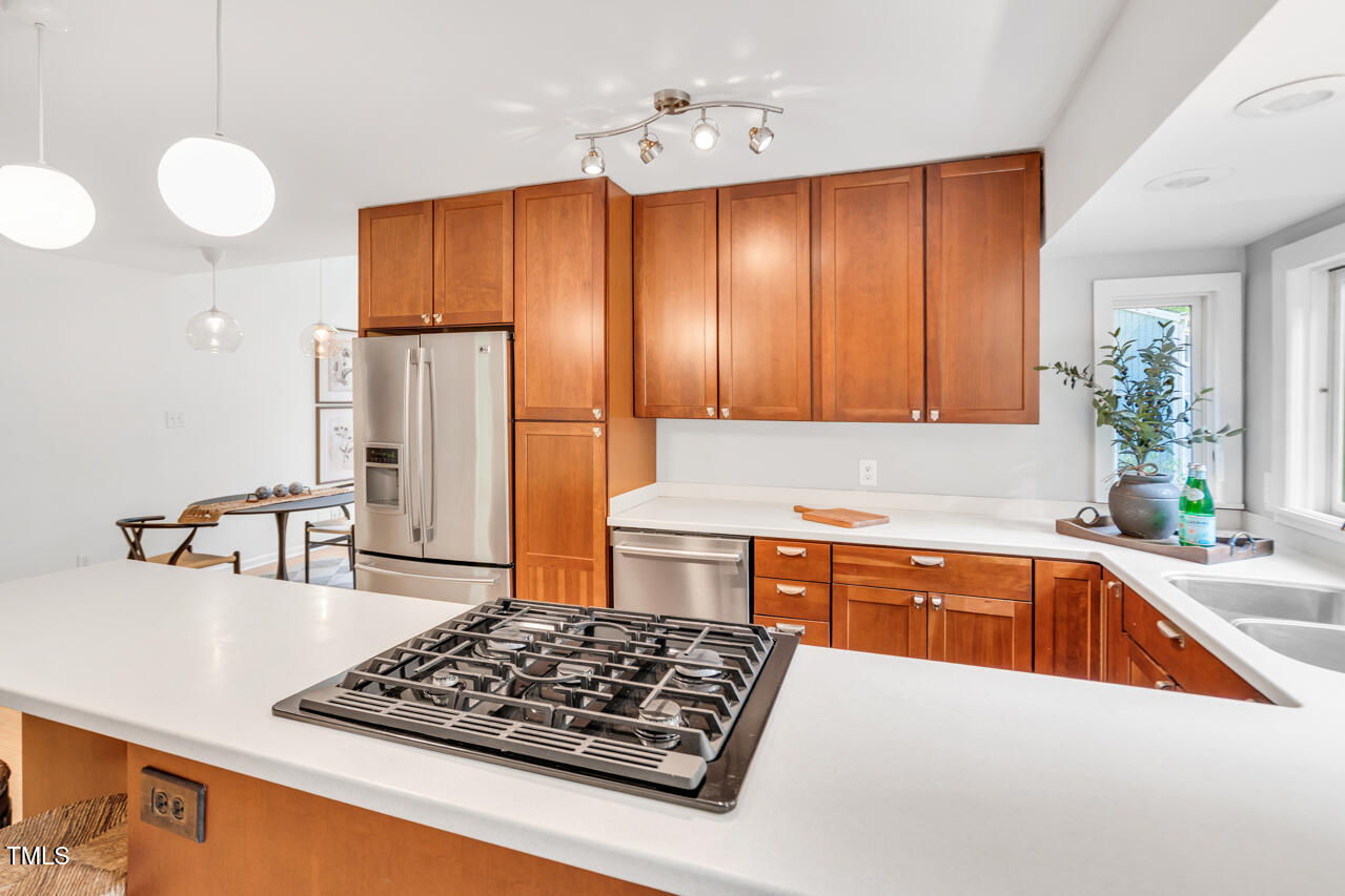 121 Lady Bug Lane Chapel Hill, NC 27516 - Photo 6 of 36 a kitchen with stainless steel appliances granite countertop a sink stove and refrigerator