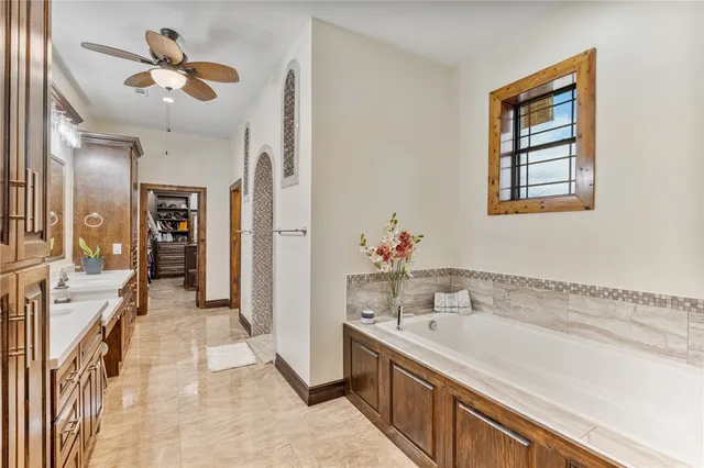 a bathroom with a sink double vanity