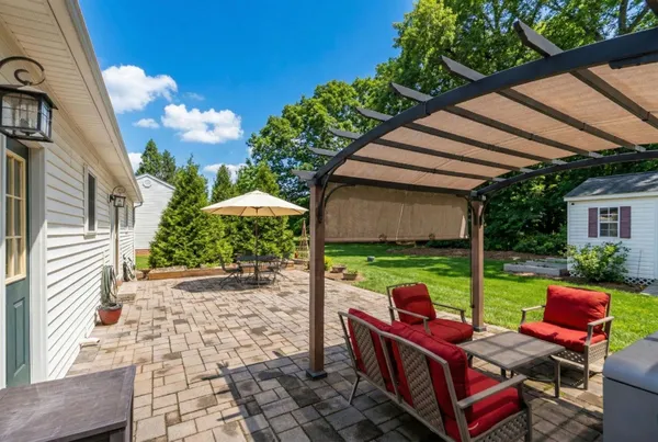 a outdoor view with a sitting space