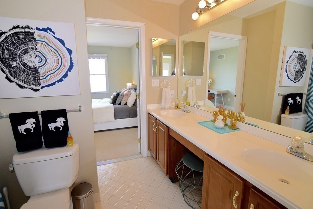 43 Cherokee Road Canton, MA 02021 - Photo 17 of 22 a bathroom with a sink a mirror and a toilet