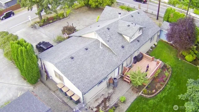an aerial view of a house