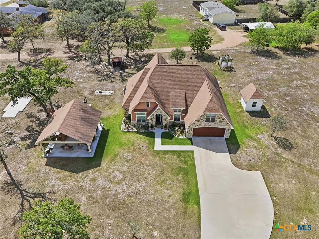 790 Spanish Grant Road Goliad, TX 77963 - Photo 37 of 41 an aerial view of a house with swimming pool