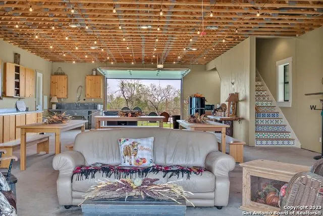 a living room with furniture