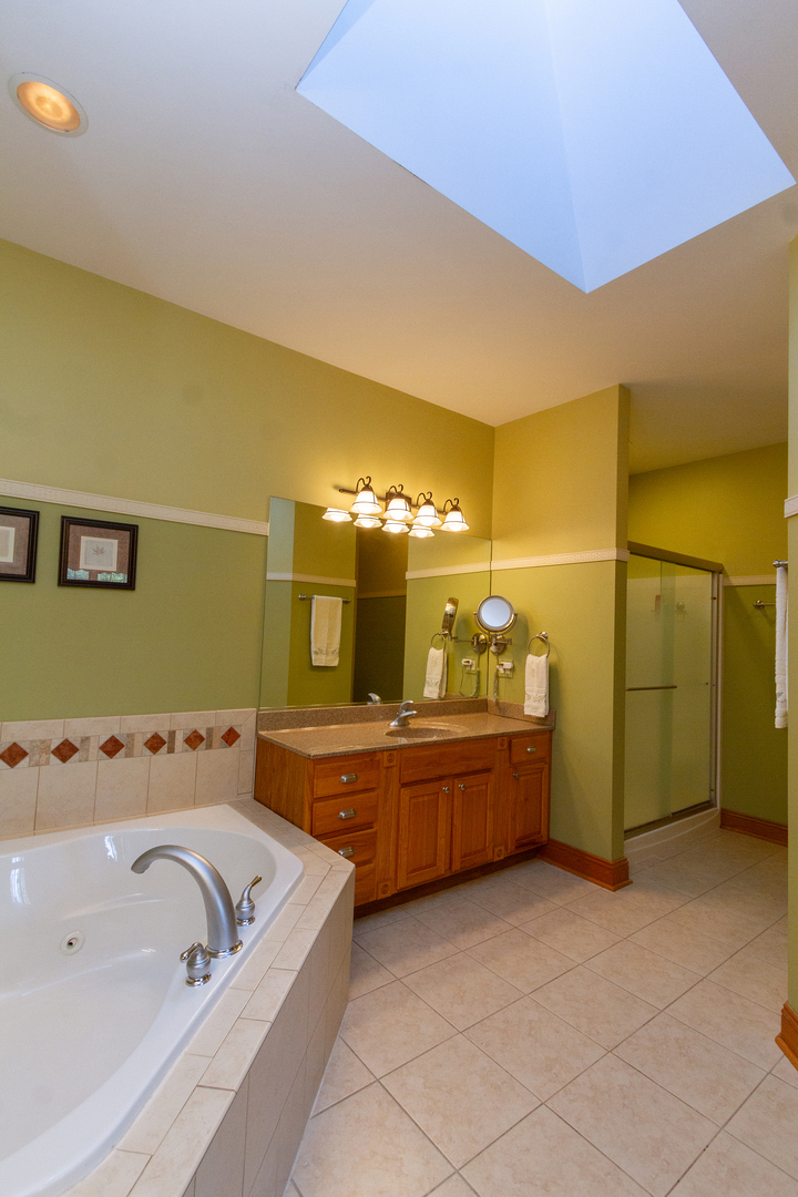 285 Valley Way Burlington, IL 60109 - Photo 25 of 40 a bathroom with a tub sink and mirror