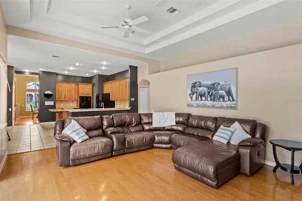 a kitchen with a stove and a refrigerator