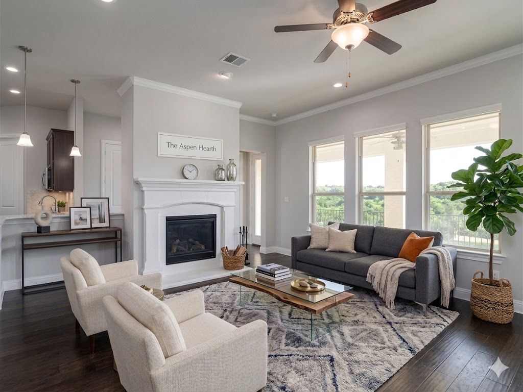 4001 Goodnight Trail Leander, TX 78641 - Photo 8 of 35 a living room with furniture fireplace and window