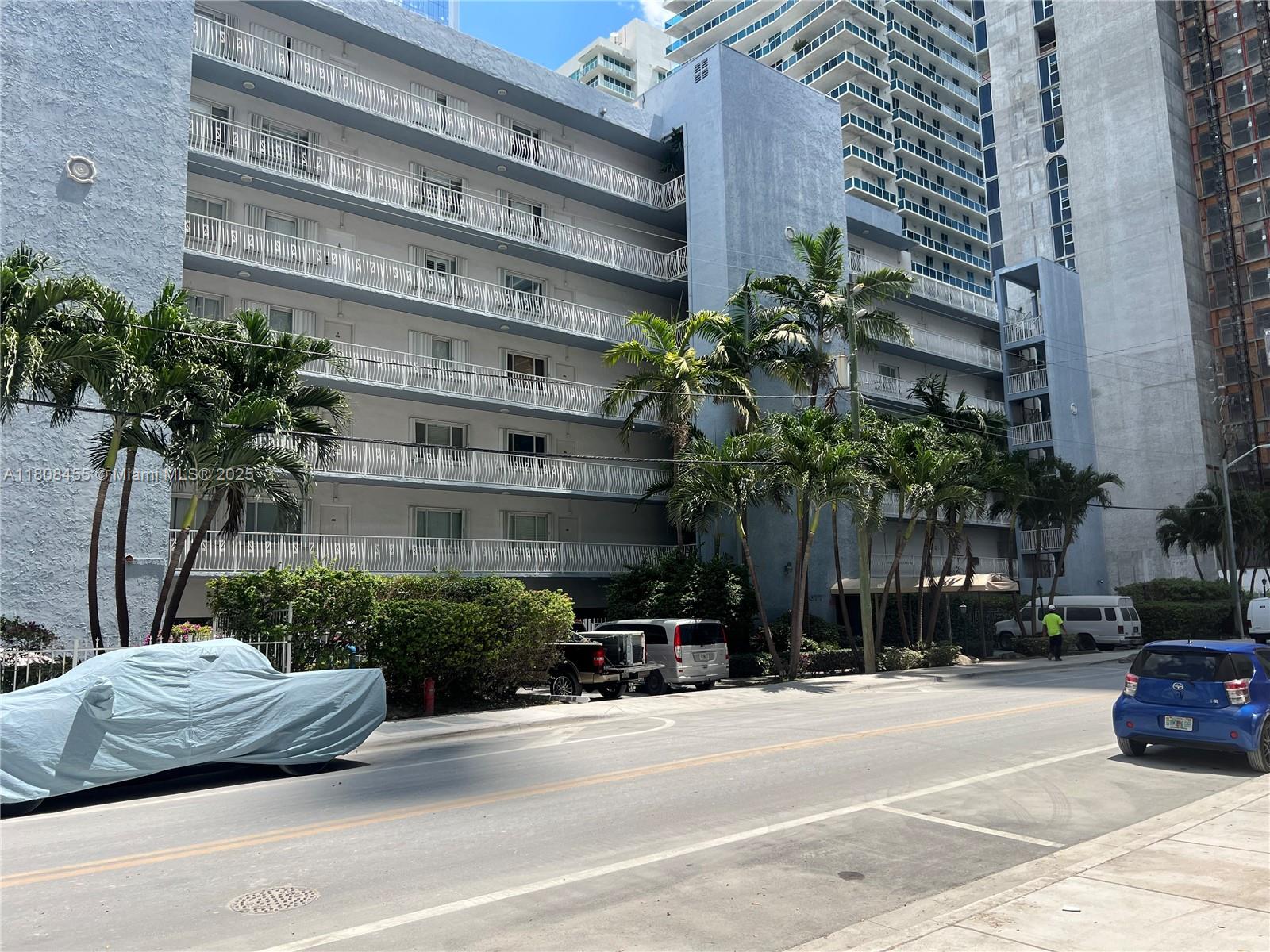 a car parked in front of a building