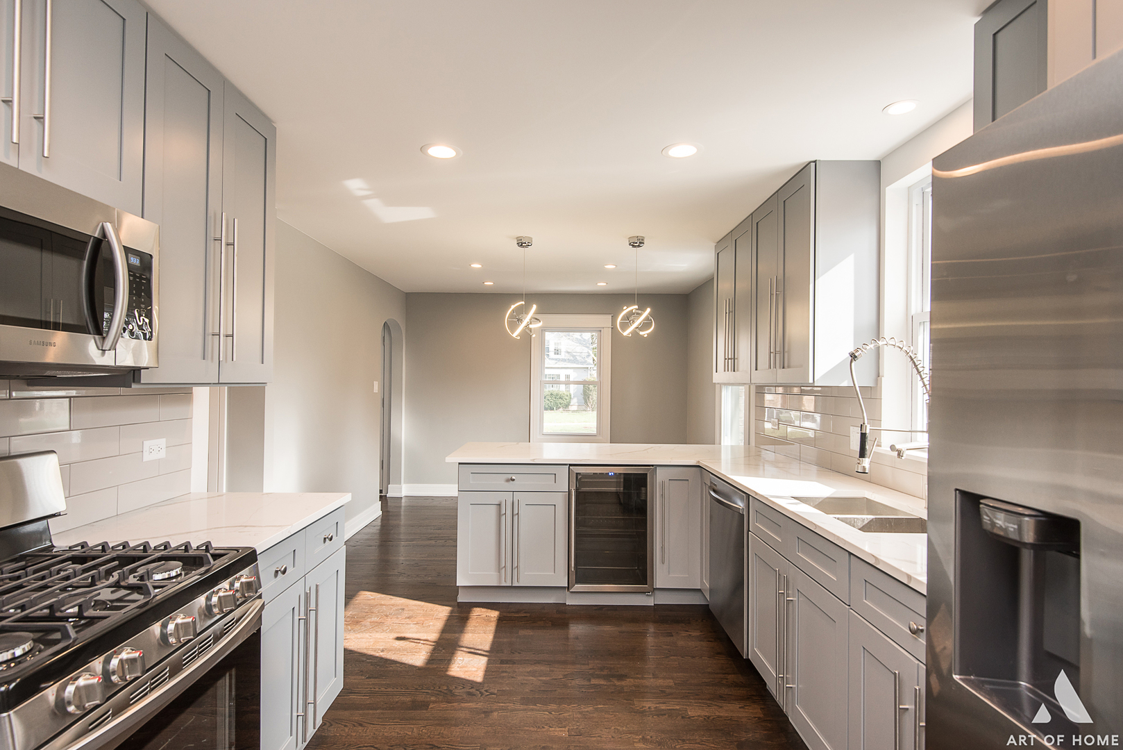 1447 Linden Road Homewood, IL 60430 - Photo 6 of 18 a kitchen with stainless steel appliances granite countertop a stove a sink and a microwave