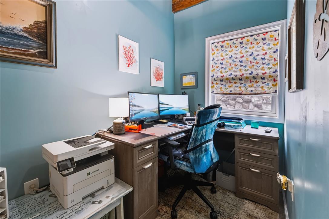 74 Turkey Road Kempton, PA 19529 - Photo 50 of 65 GUEST HOME - A dedicated home office space with textured flooring and a bright window offering a comfortable workspace.